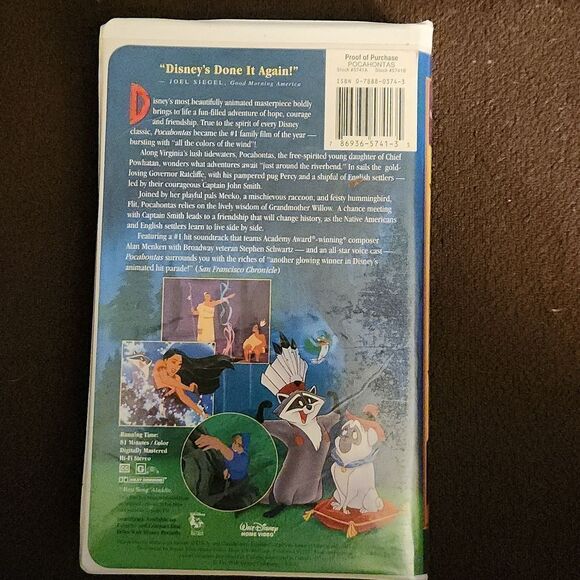 Walt Disney Masterpiece "Pocahontas" VHS home video tape, Collectible - Picture 2 of 3